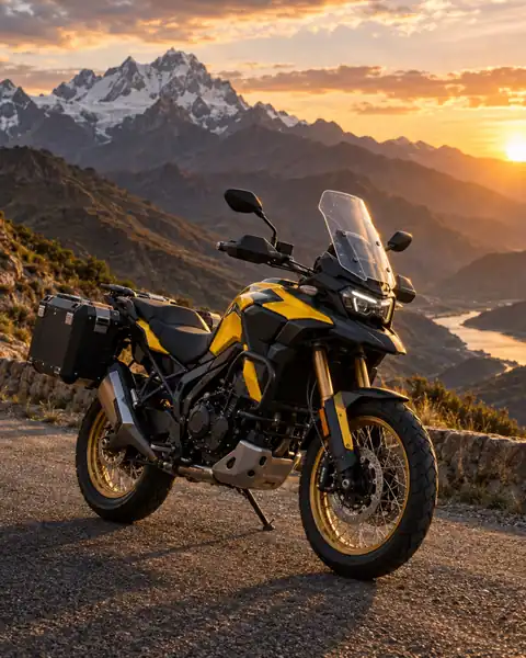 Moto adventure en carretera de montaña