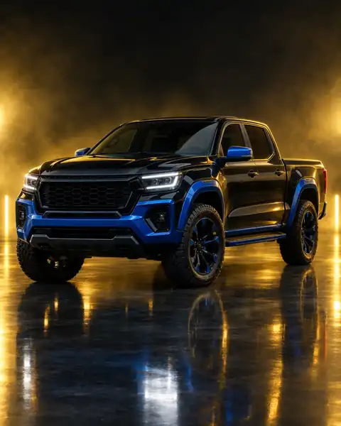 Camioneta pickup negra y azul